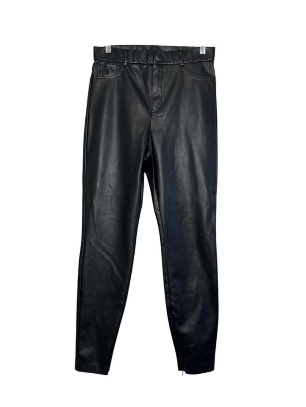Zara Women's Black Faux Fur Leather High Rise Pants Size Large (30)